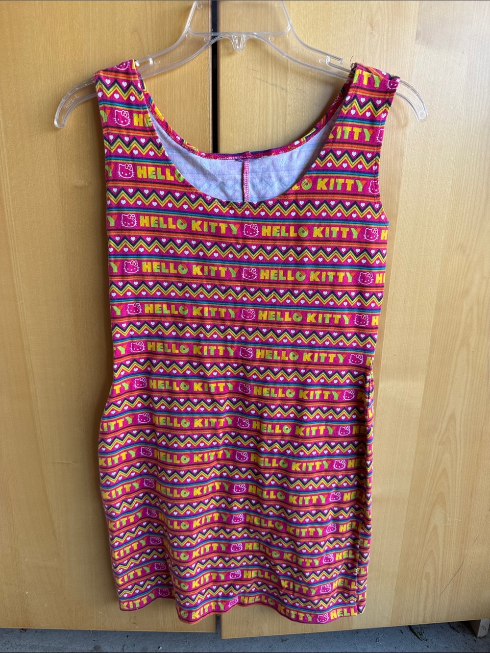 Hello Kitty Fuchsia Multicolor Patterned Tank Top Mini Dress